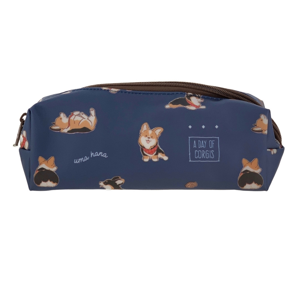 Waterproof Tricolor Corgi Large Pencil Case Makeup Pouch
